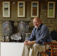 Jim Robison in the ceramics gallery at Booth House